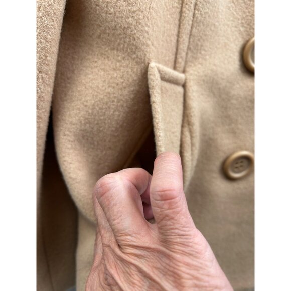 Chadwicks Wool Peacoat Womens 12P Tan Camel Double Breastd Jacket Timeless Style - Picture 6 of 8